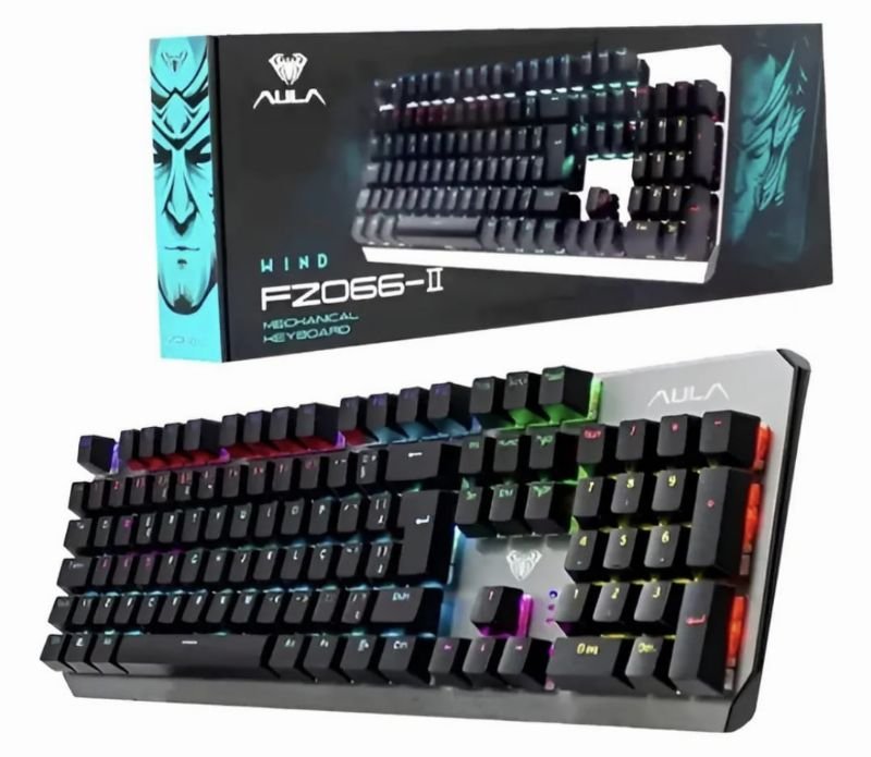 Teclado Gamer Mecanico Abnt2 Switch Blue RGB AULA